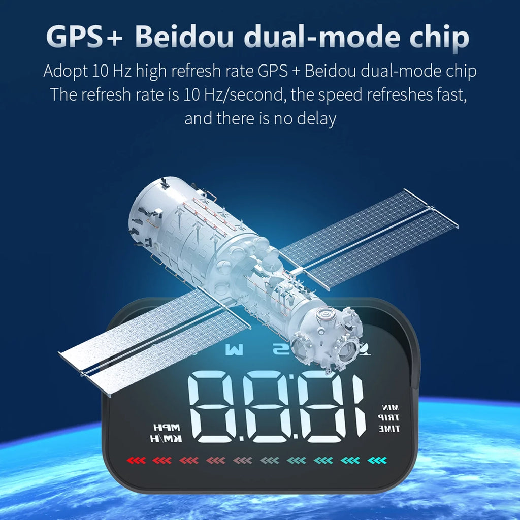 Pinnaco Heads-Up Display Digital Speedometer for Car GPS Speedometer with Overspeed Alarm