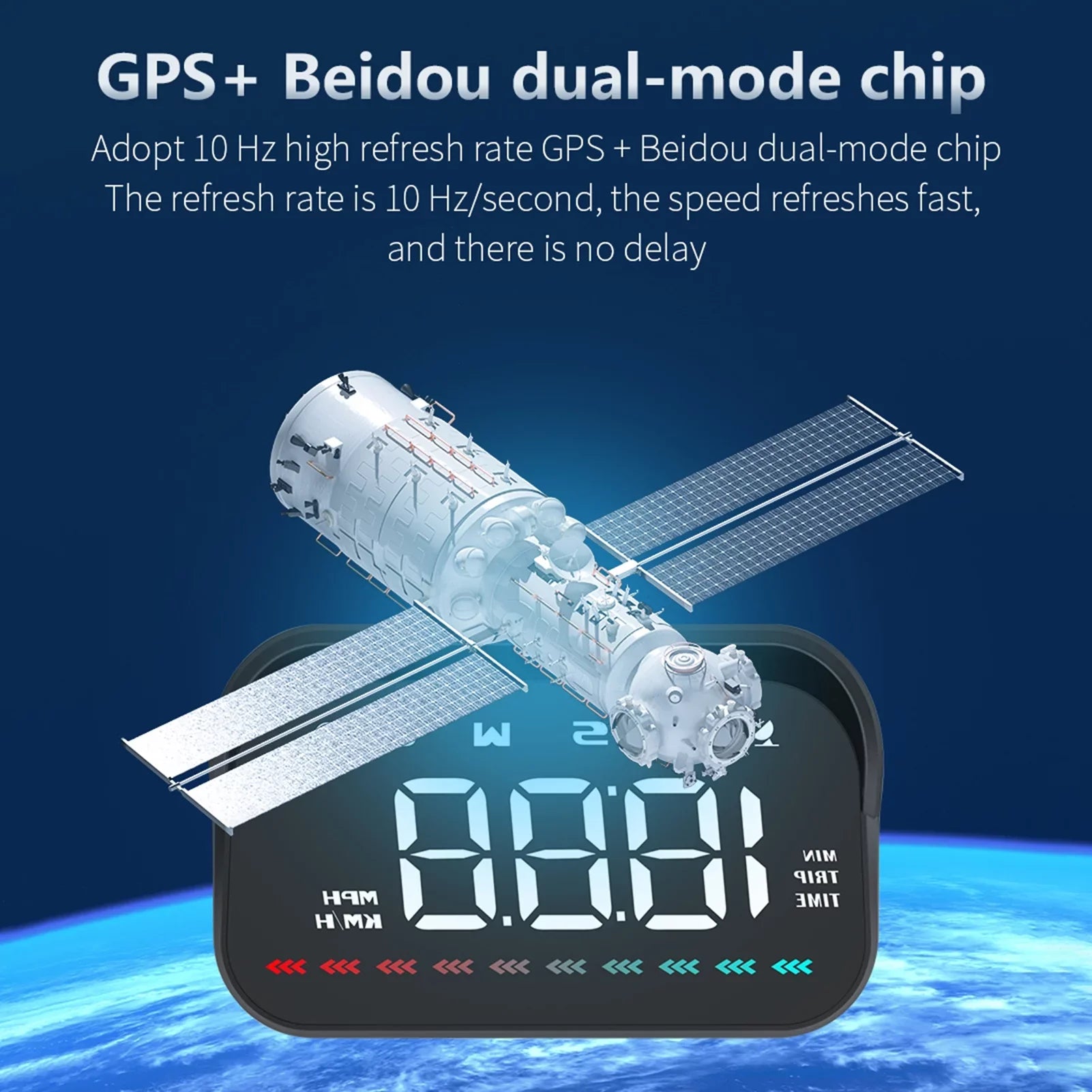 Pinnaco Heads-Up Display Digital Speedometer for Car GPS Speedometer with Overspeed Alarm