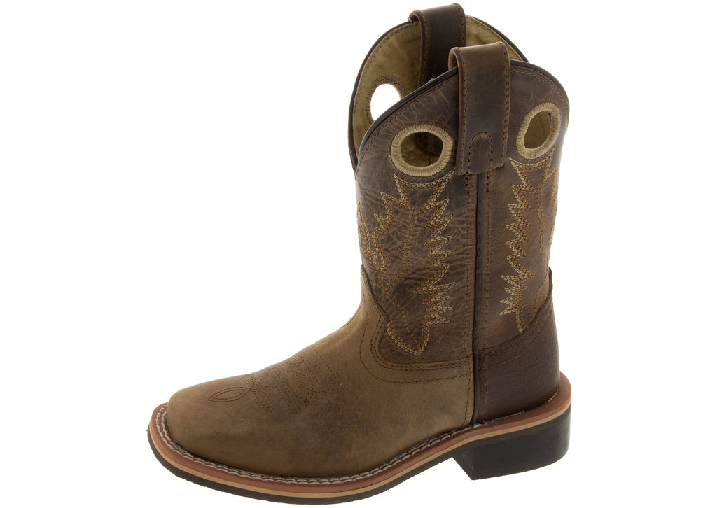 Smoky Mountain Boys' Jesse Western Boot Square Toe Brown 12 D(M) US