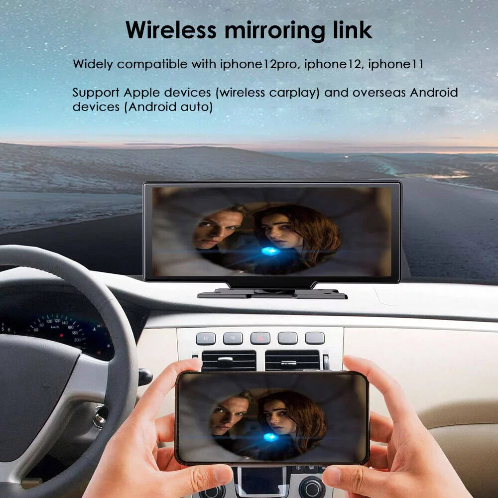 KingFurt 2K Car DVR Wireless Dash Camera Carplay Android Auto Touch Screen 10.26'' WIFI - Stunning Resolution and Smart Compatibility