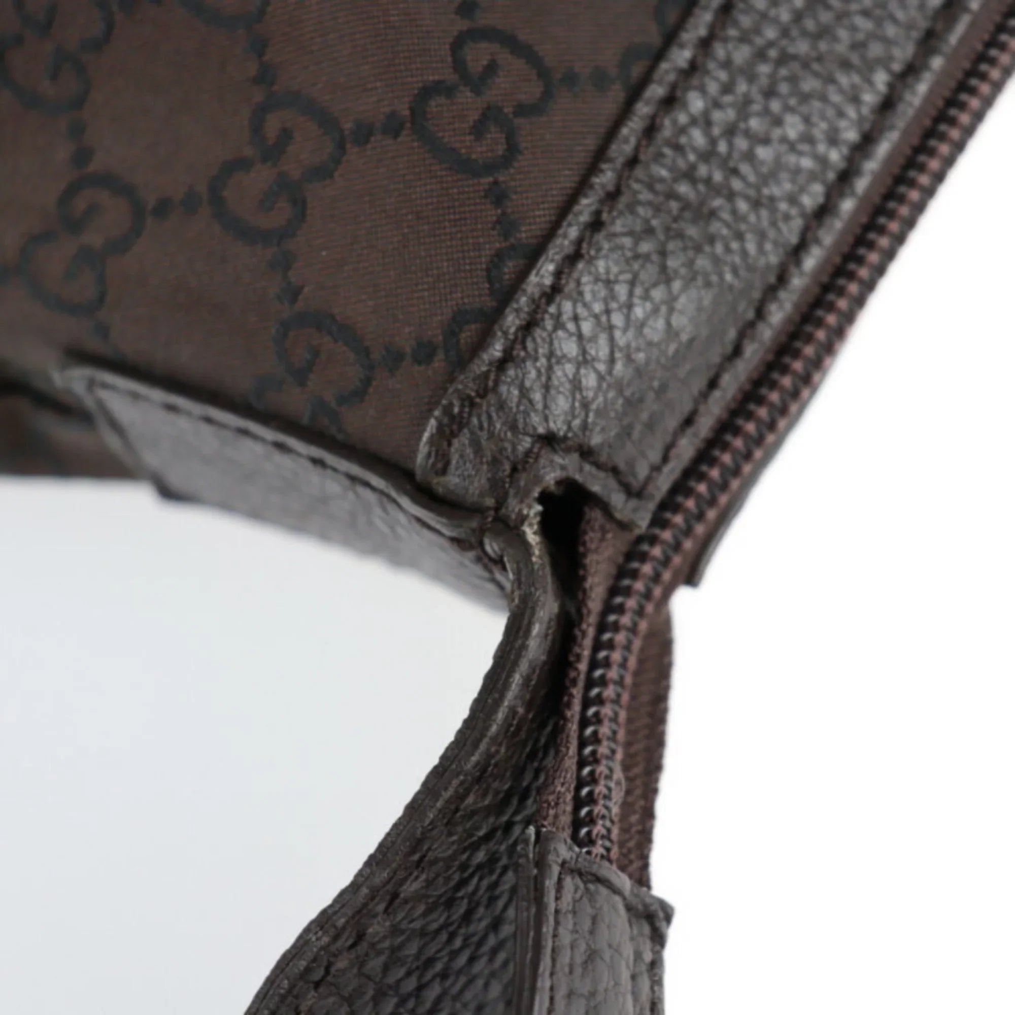 Pre-Owned GUCCI Gucci Boston Bag 105669 GG Nylon Leather Brown Shoulder Travel (Good)
