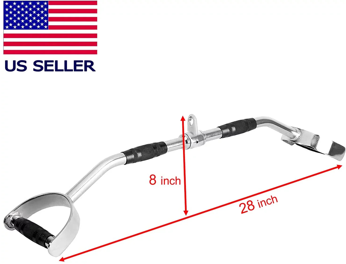 FITNESS MANIAC 28″ LAT Accessory Fitness Bar 28-Inch Pro Revolving Cable Home Gym Attachment