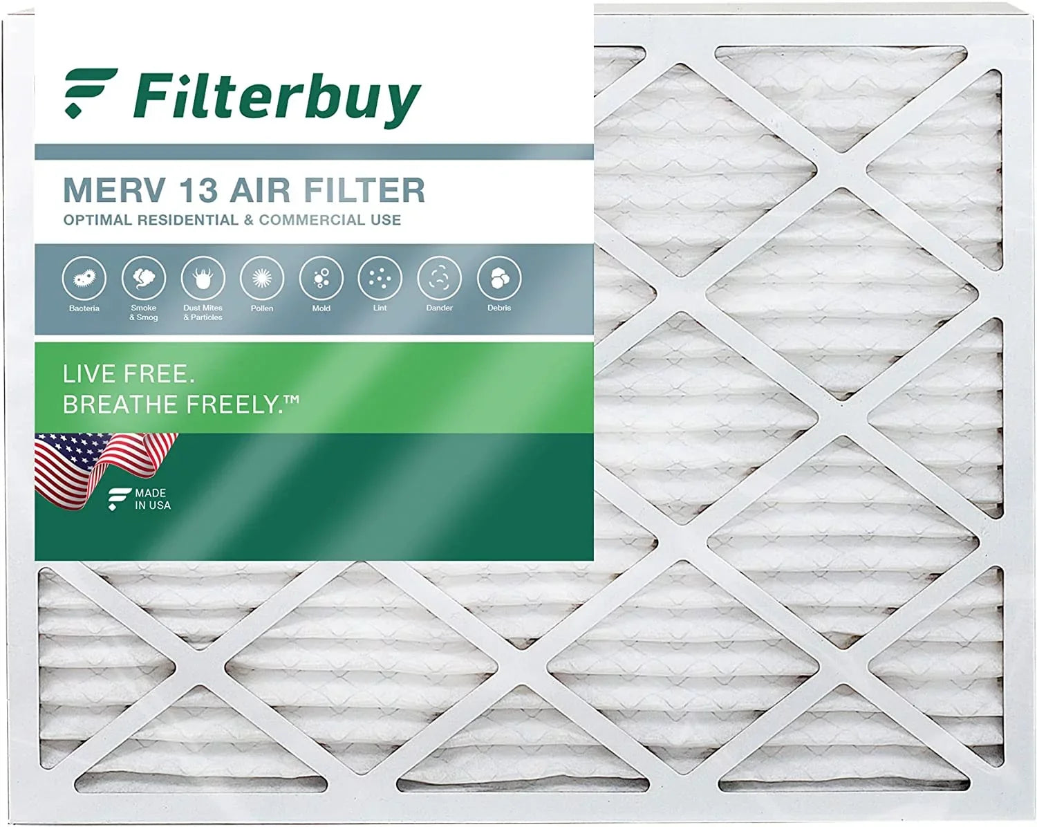 Filterbuy 24x25x1 MERV 13 Pleated HVAC AC Furnace Air Filters (1-Pack)
