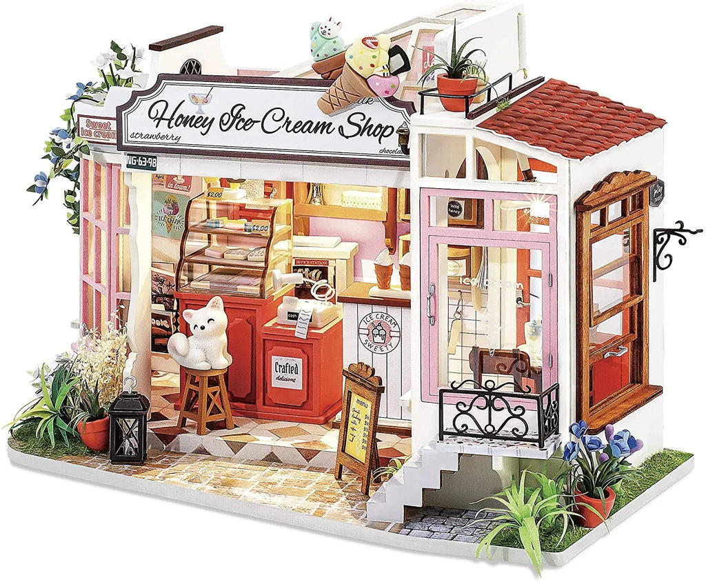 Rolife DIY Miniature Dollhouse Kit 1/24 Scale Tiny House Making Kit Home Decor Gifts for Adults & Teens (Honey Ice-Cream Shop)