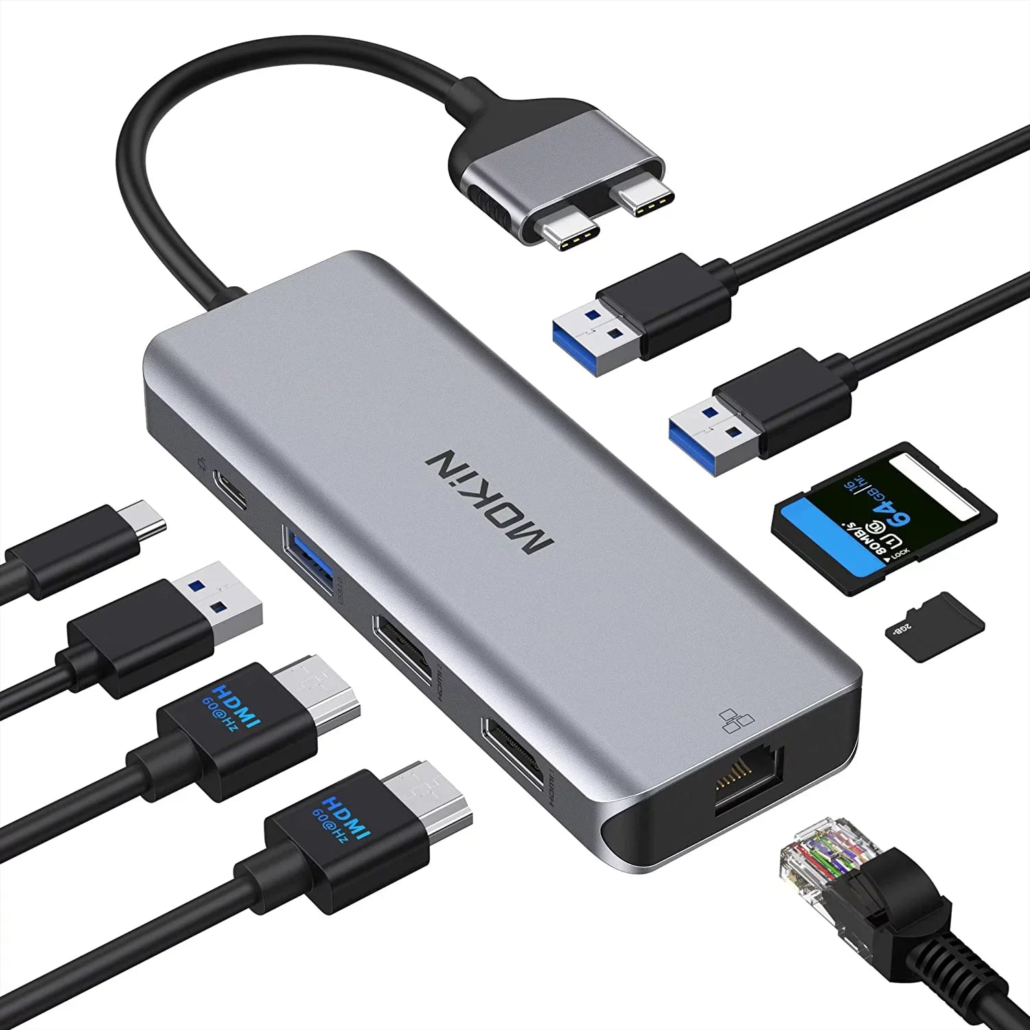 MacBook Pro Docking Station Dual Monitor MacBook Pro HDMI Adapter,9 in 1 USB C Adapters for MacBook Pro Air Mac HDMI