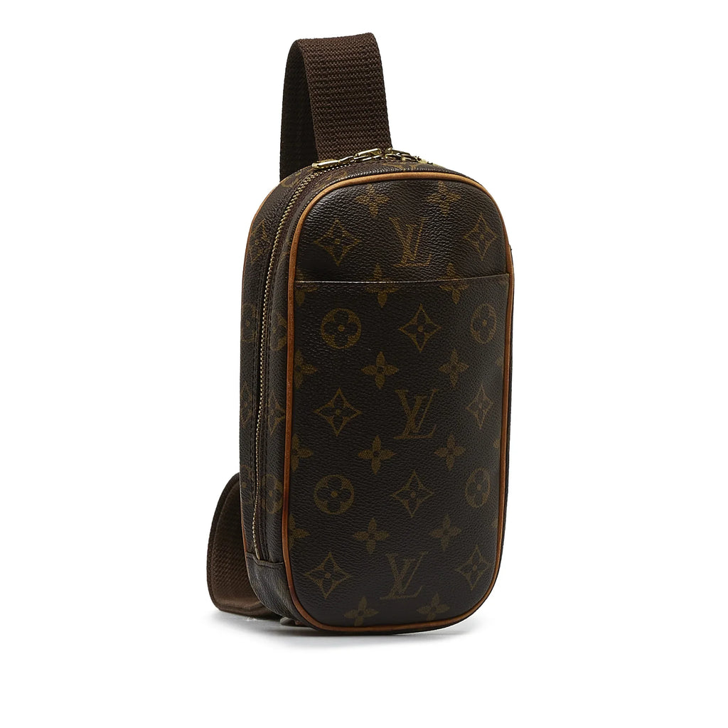 Pre-Owned Authenticated Louis Vuitton Monogram Pochette Gange Canvas Brown Crossbody Bag Unisex (Good)