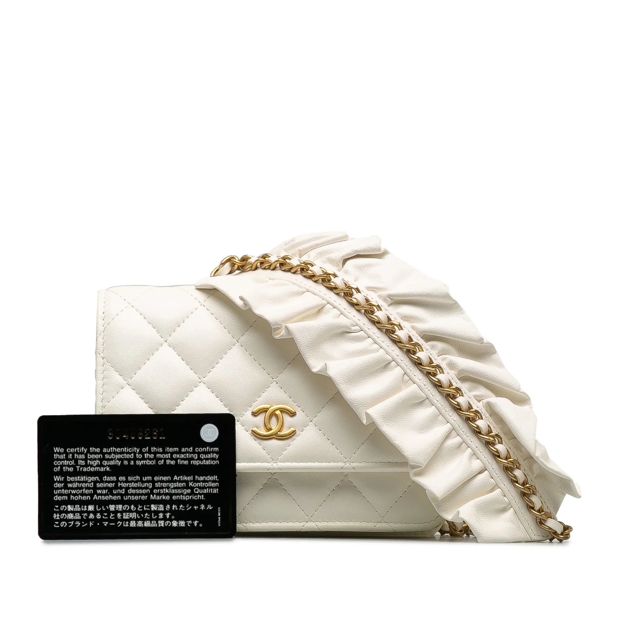Pre-Owned Authenticated Chanel Romance Lambskin Wallet On Chain Leather White Crossbody Bag Unisex (Good)