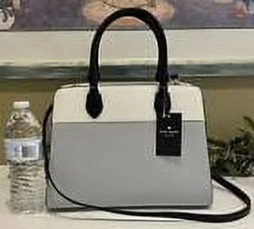 Kate Spade Madison Medium Platinum Grey Colorblock Leather Satchel Bag Purse KC621