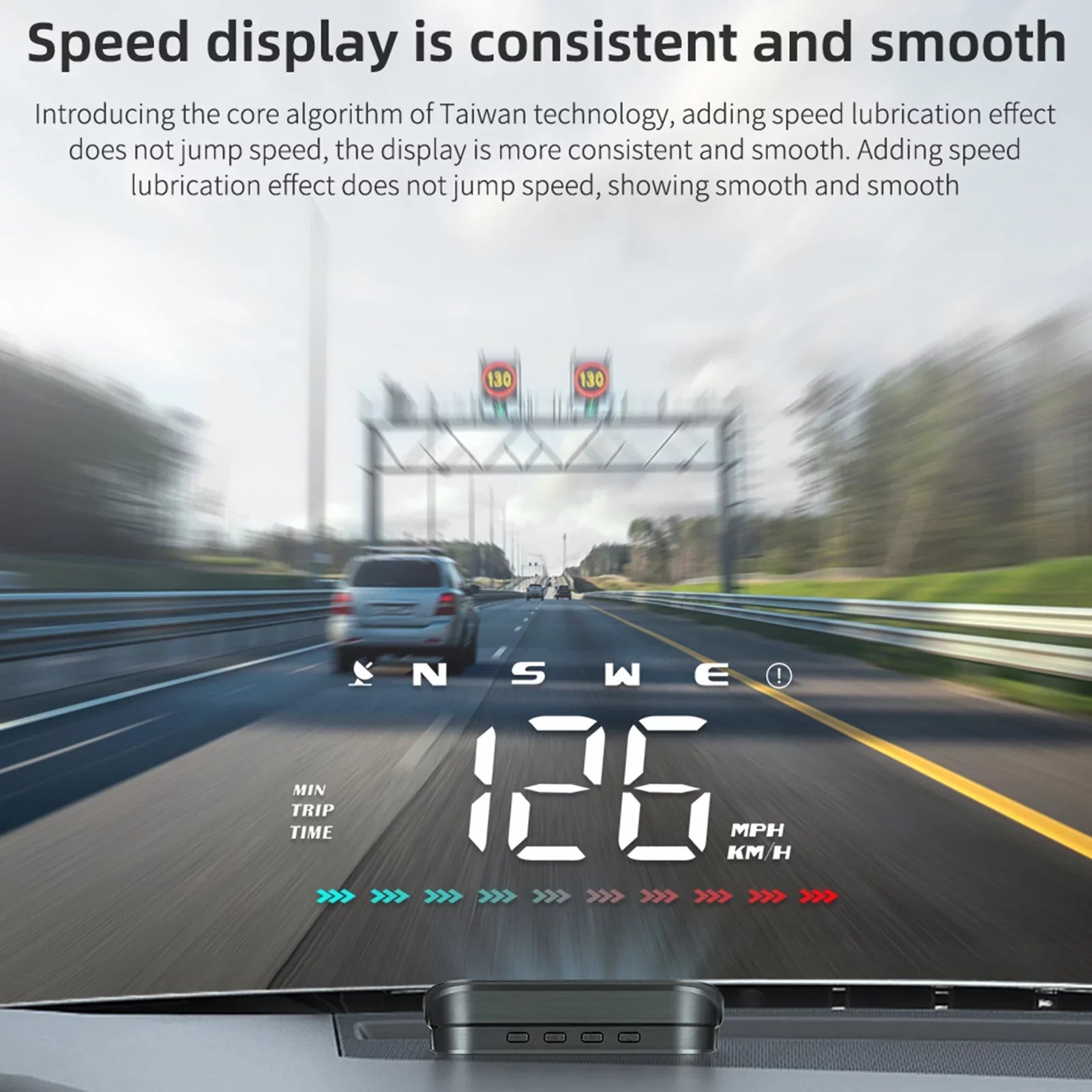Pinnaco Heads-Up Display Digital Speedometer for Car GPS Speedometer with Overspeed Alarm