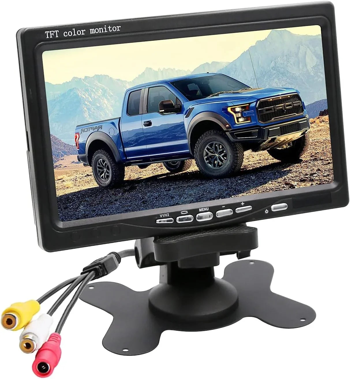 B-Qtech 7 Inch Rear View Camera Screens, Full Colour LCD Display, 800 * 480 RP, DC12V-24v, AV1/AV2 Video Switching, LCD Car Monitor for Car Trucks Buses Motorbikes