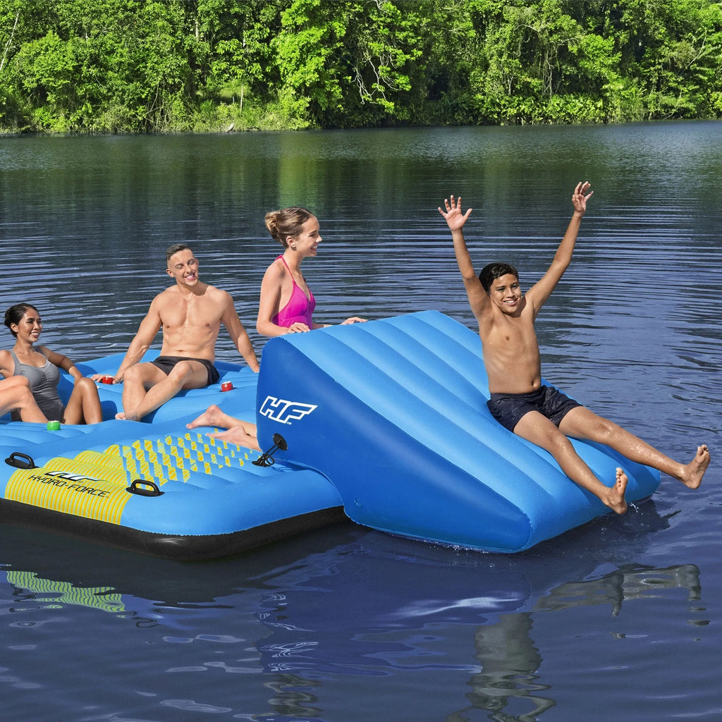 Bestway Hydro Force Summer Slide 5 Person Inflatable Activity Island, Blue