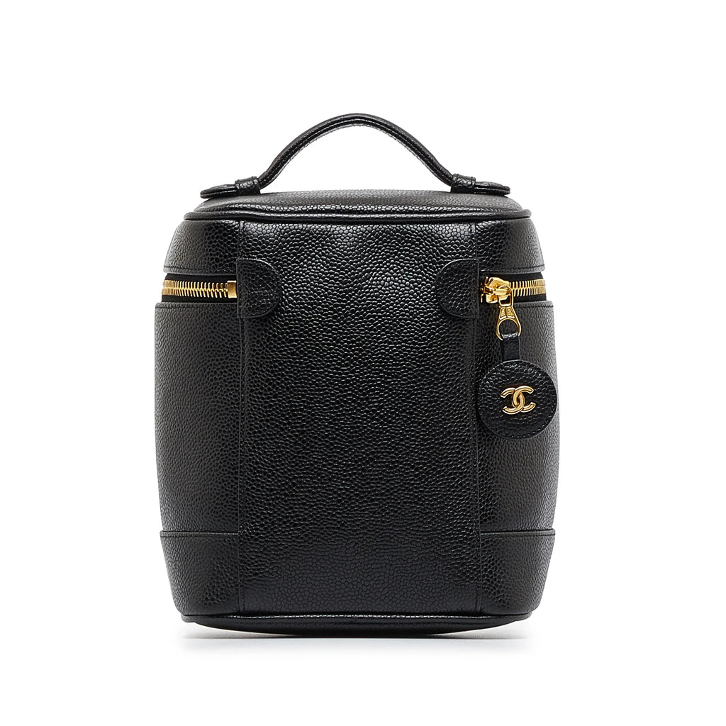 Pre-Owned Authenticated Chanel CC Caviar Vanity Bag Leather Dark Unisex (Good)