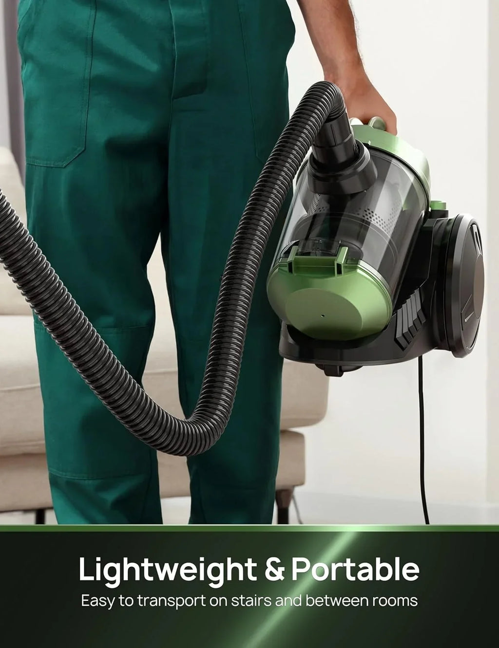 Vacuum Cleaner, High Suction Canister Vacuum Cleaner, 1200W Adjustable Suction Power, Bagless Canister Vacuum Cleaner, Easy-to-Clean Dust Container for Home, Cars,Hard Floors, Carpets, Pet Hair