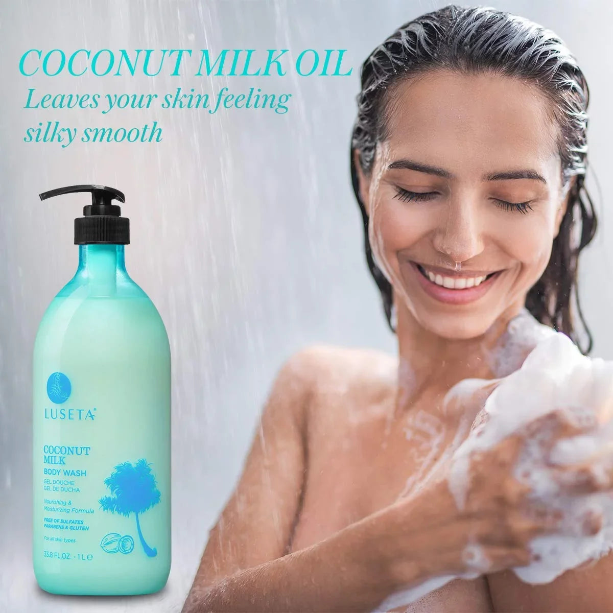 Luseta Coconut Milk Body Wash, Gentle Soap-Free for Dry Skin 33.8oz