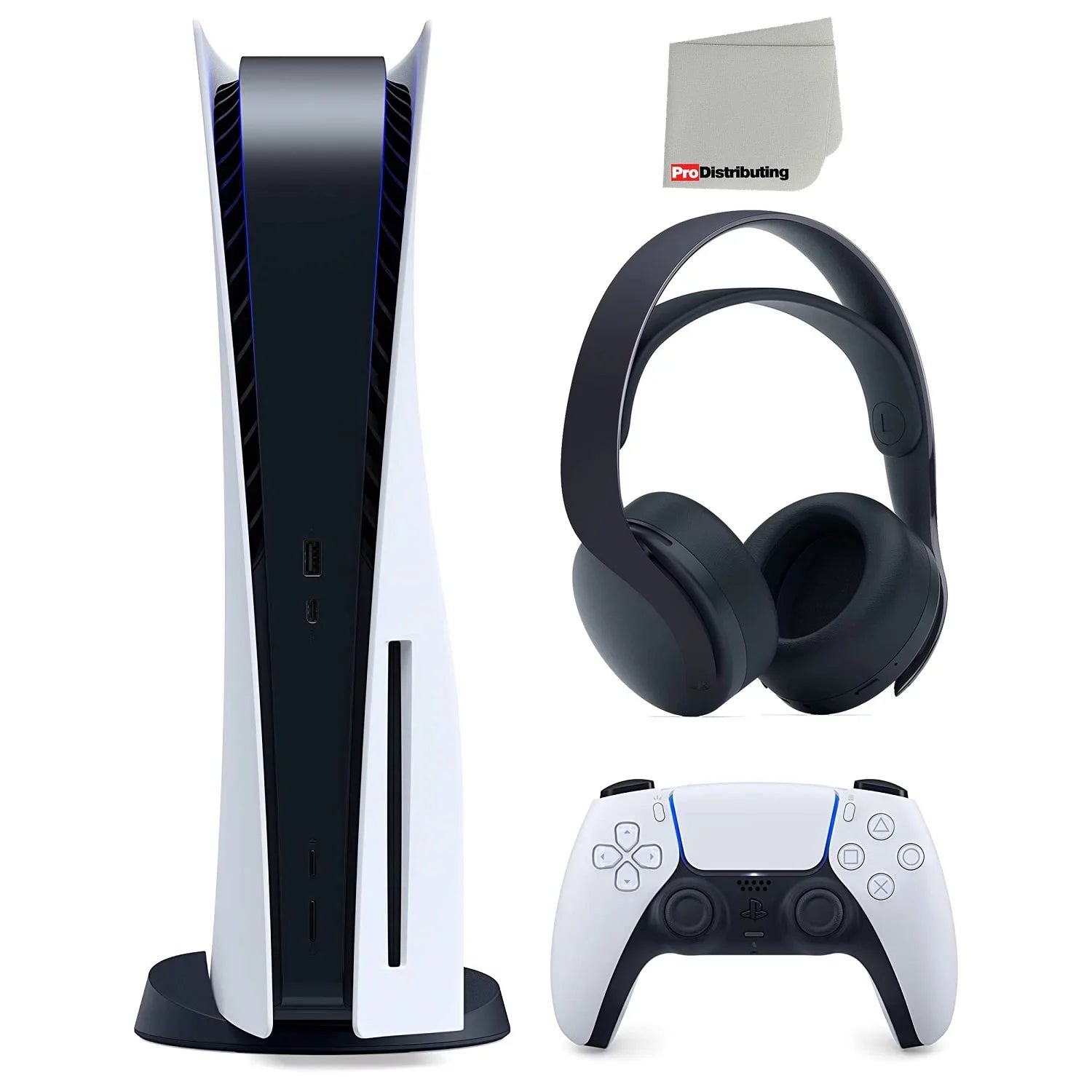 Playstation 5 Disc Version PS5 Console and Dark Pulse 3D Headset Bundle with Microfiber Cleaning Cloth