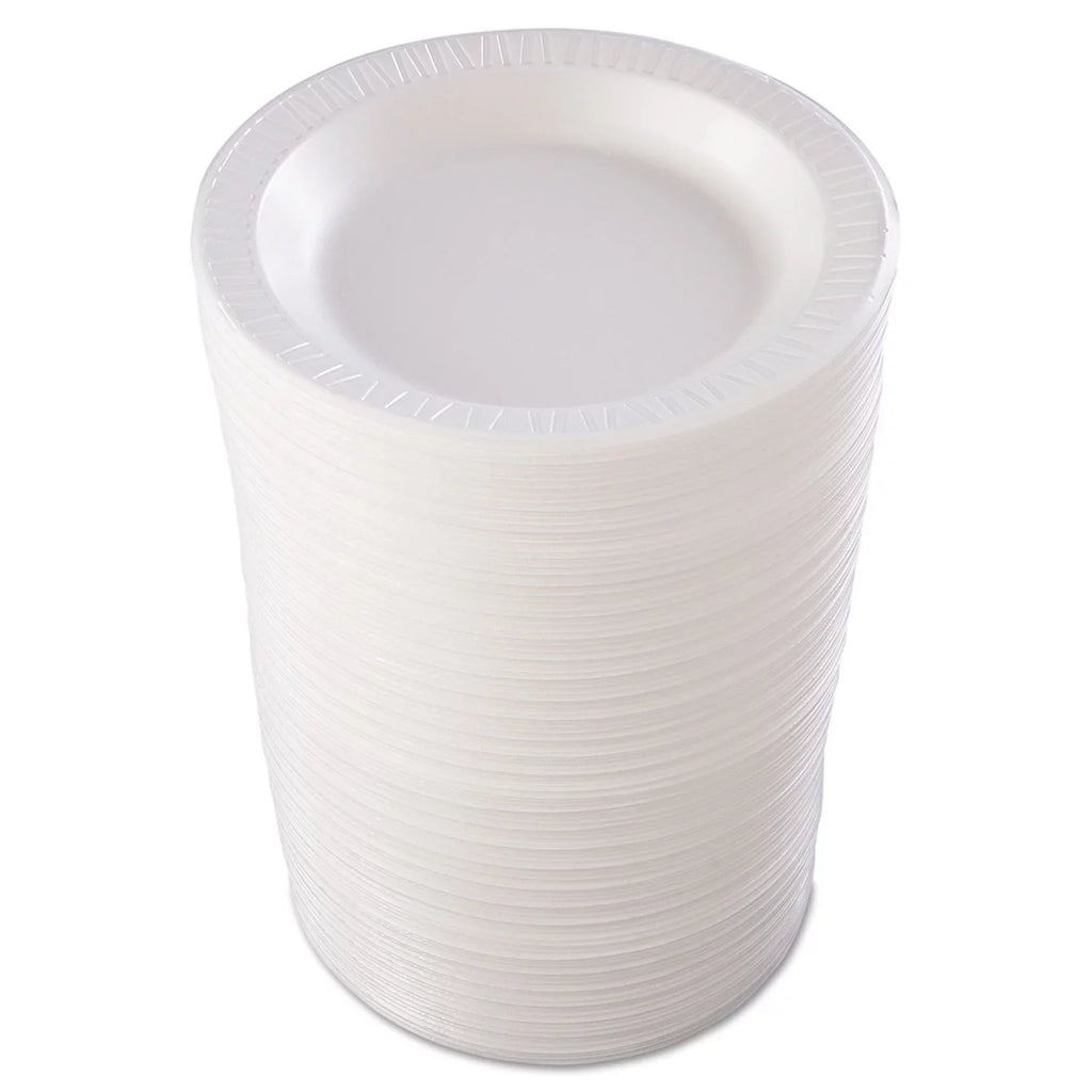 Dart Quiet Classic Laminated Foam Dinnerware, Plate, 10.25" dia, White, 125/Pack, 4 Packs/Carton