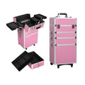 Rolling Train Case 4-in-1 Portable Makeup Train Case Professional Cosmetic Organizer Makeup Traveling case Trolley Cart Trunk
