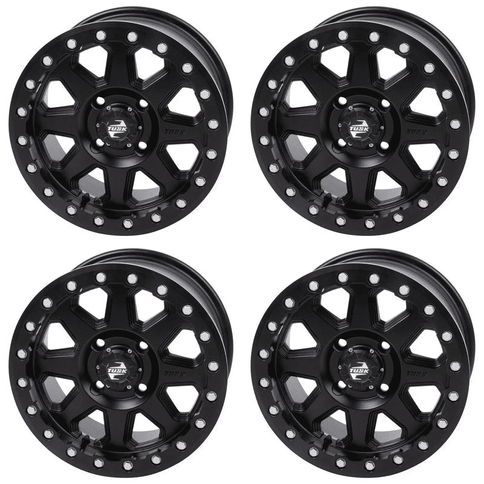 (4 Pack) 4/137 Tusk Uinta Beadlock Wheel 14X7 4.0 + 3.0 Matte Ebony For Can-Am Defender Hd10 Pro Lone Star 2021-2022