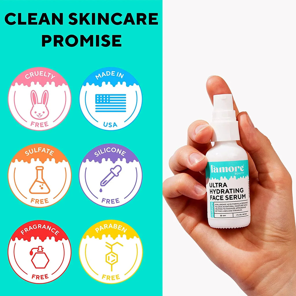 L'amore Beauty Ultra Hydrating Face Serum - Hyaluronic Acid Serum for Face - Resurfacing Retinol Serum for Face, Neck - Vitamin C Facial Moisturizer - Anti Aging Wrinkle Face Serum for Women, 1oz