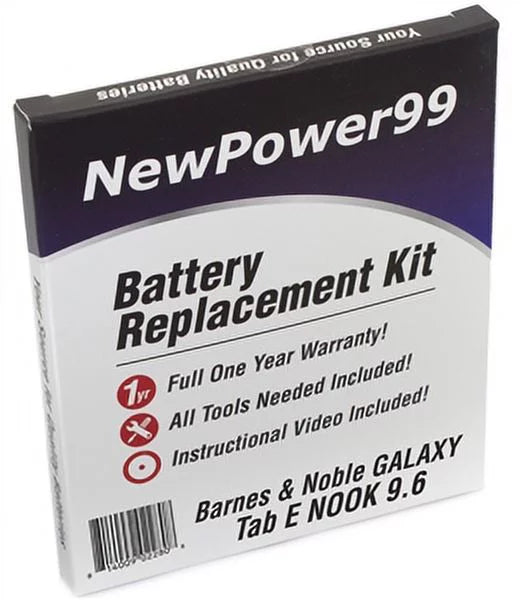 GALAXY Tab E Nook 9.6" Battery Replacement Kit with Tools, Video Instructions, Extended Life Battery and Full One Year Warranty