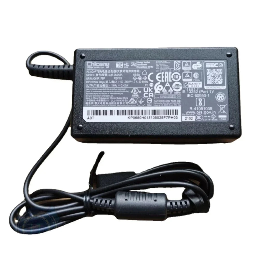 Chicony 65W 19V 3.42A Charger for Acer Swift 3 SF313-53 A18-065N3A 3.0*1.1mm Power Adapter