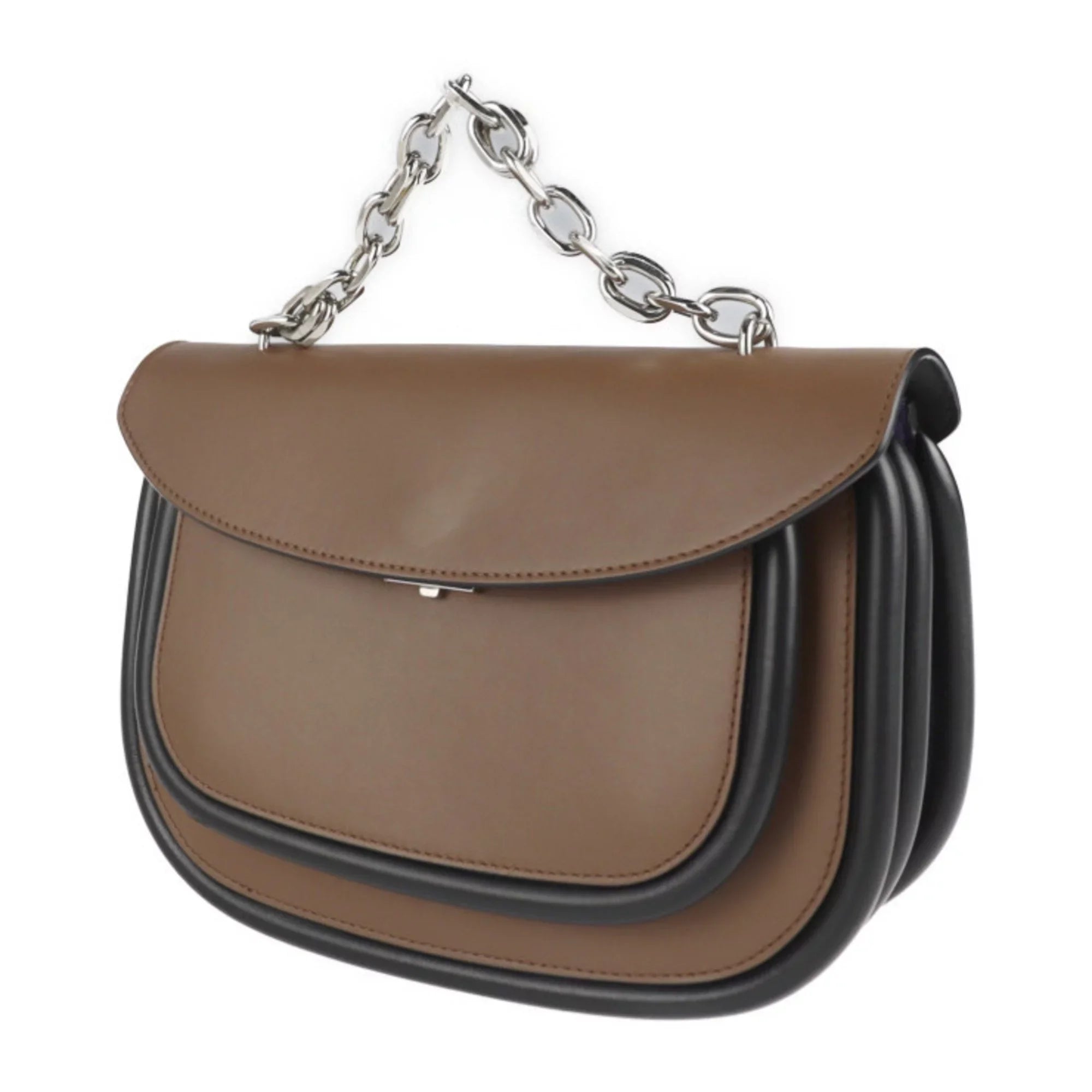 Pre-Owned MARNI Maruni shoulder bag SBMPZ12Q01 leather brown Dark 2WAY 3WAY handbag messenger shopping tote chain (Good)