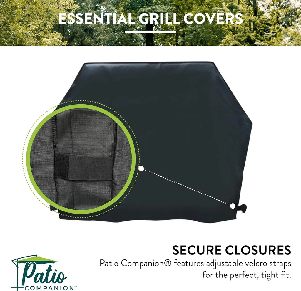 Patio Companion Essential, 80 Inch BBQ Grill Cover, 1 Year Warranty, Heavy-Duty Material, Waterproof and Weather Resistant, Gas Grill Cover for Weber, Char Broil, Broil King, Etc. Jet