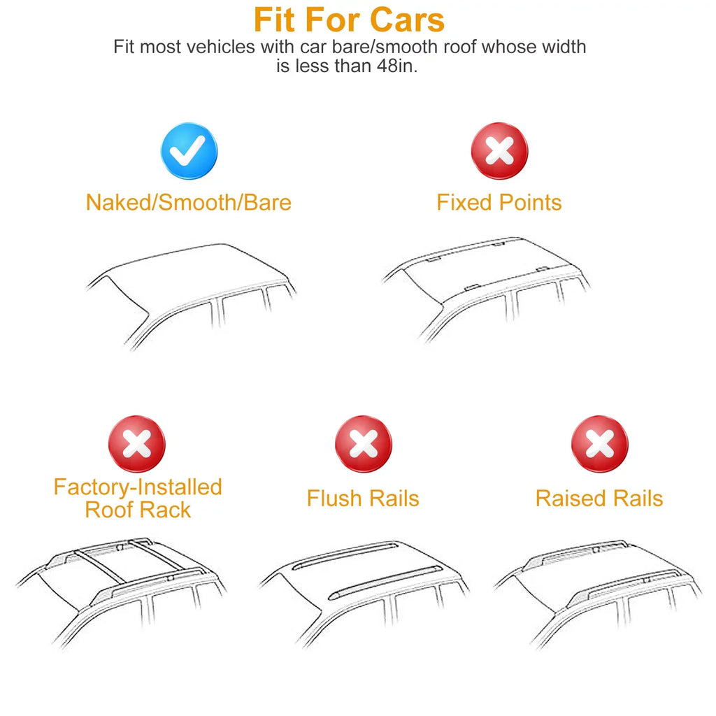 iMounTEK Roof Rack Crossbars 47.24in Car Roof Rack Aluminum Cargo Carrier with 165LBS Capacity Fit for Most Vehicle Wagon Car Without Roof Side Rail