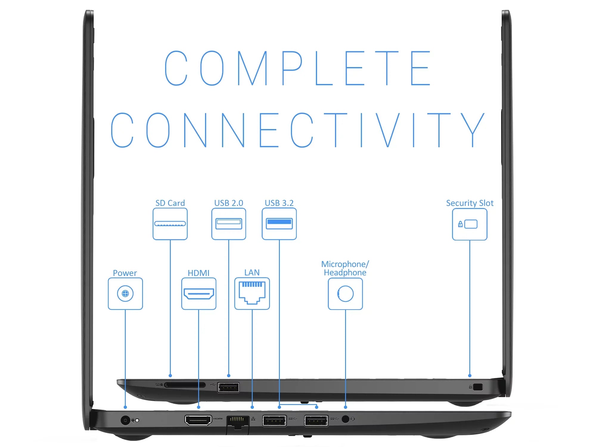 Inspiron 3493 Laptop, 14" FHD Display, Core i5-1035G4 Upto 3.7GHz, 16GB RAM, 1TB NVMe SSD, HDMI, Card Reader, Wi-Fi, Bluetooth, Windows 10 Pro