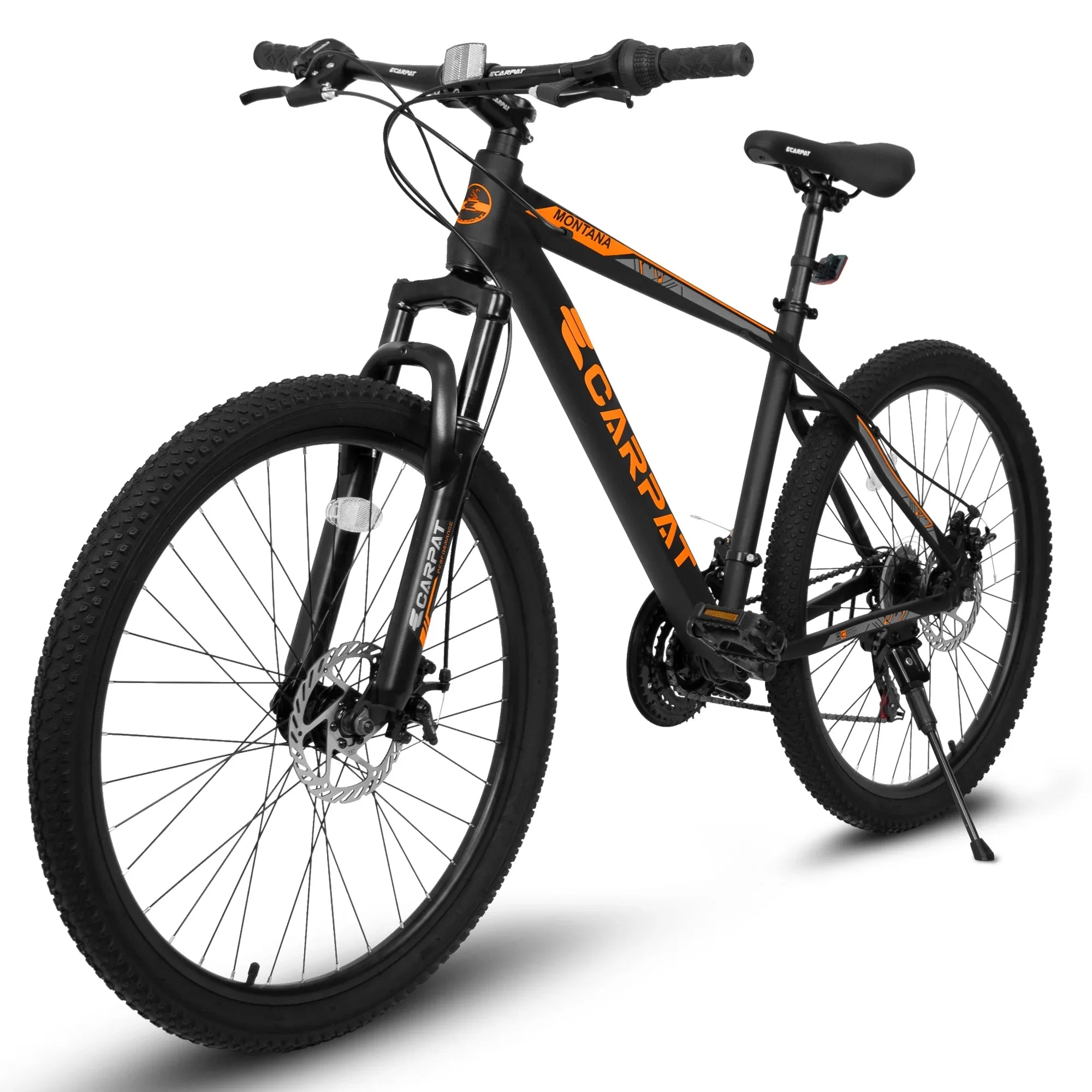 Ecarpat 26 inch mountain bike adult aluminum frame shock absorbing front fork bike 21-speed disc brake, Jet orange.