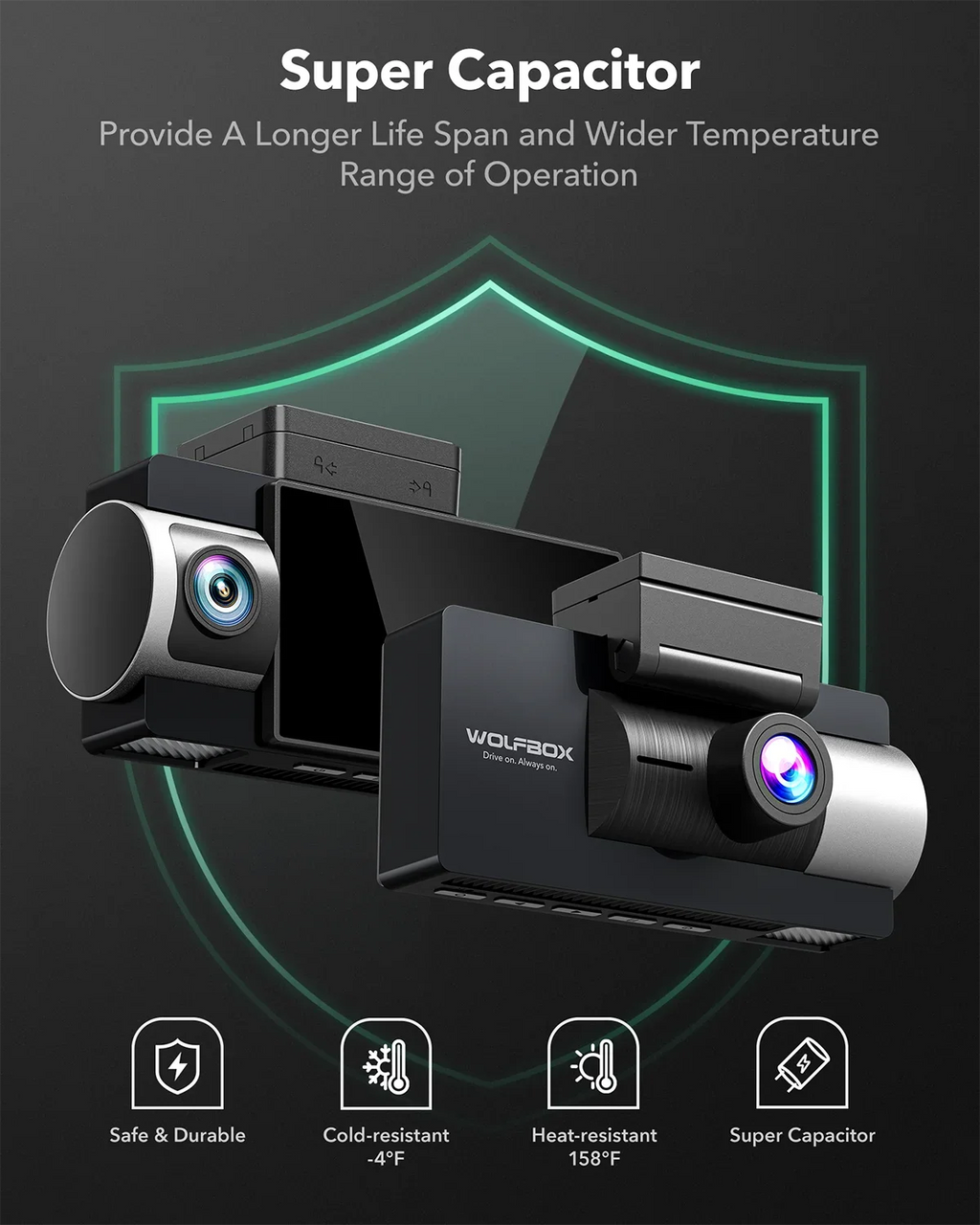 WOLFBOX Dash Cam Front and Rear, 4K+2.5K Dual Dash Camera Built-in 5G WiFi GPS, Dash Cam with Super IR Night Vision, 4K UHD 3" LCD Car Camera with 64GB Card, Vehicle