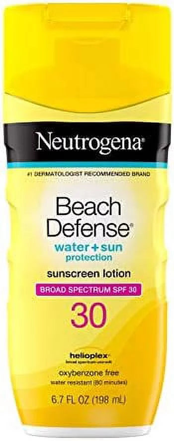 Neutrogena Beach Defense Water Resistant Sunscreen Body Lotion with Broad Spectrum SPF 30, Oil-Free and Fast-Absorbing, 6.7 oz