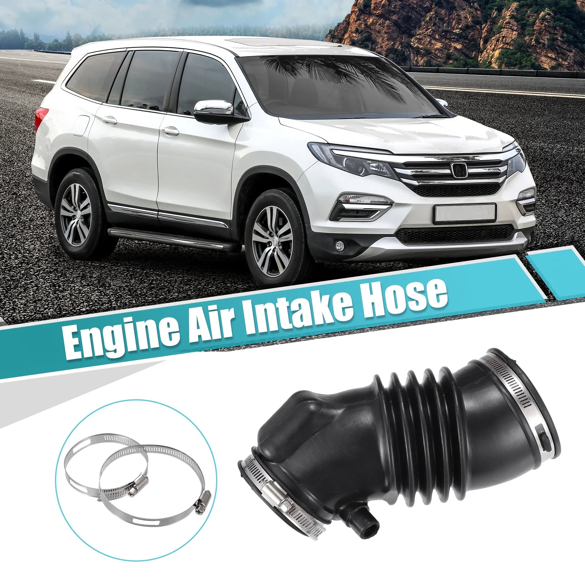 Unique Bargains Air Cleaner Intake Hose with Stainless Steel Hose Clamps for Honda Pilot 2009 - 2015