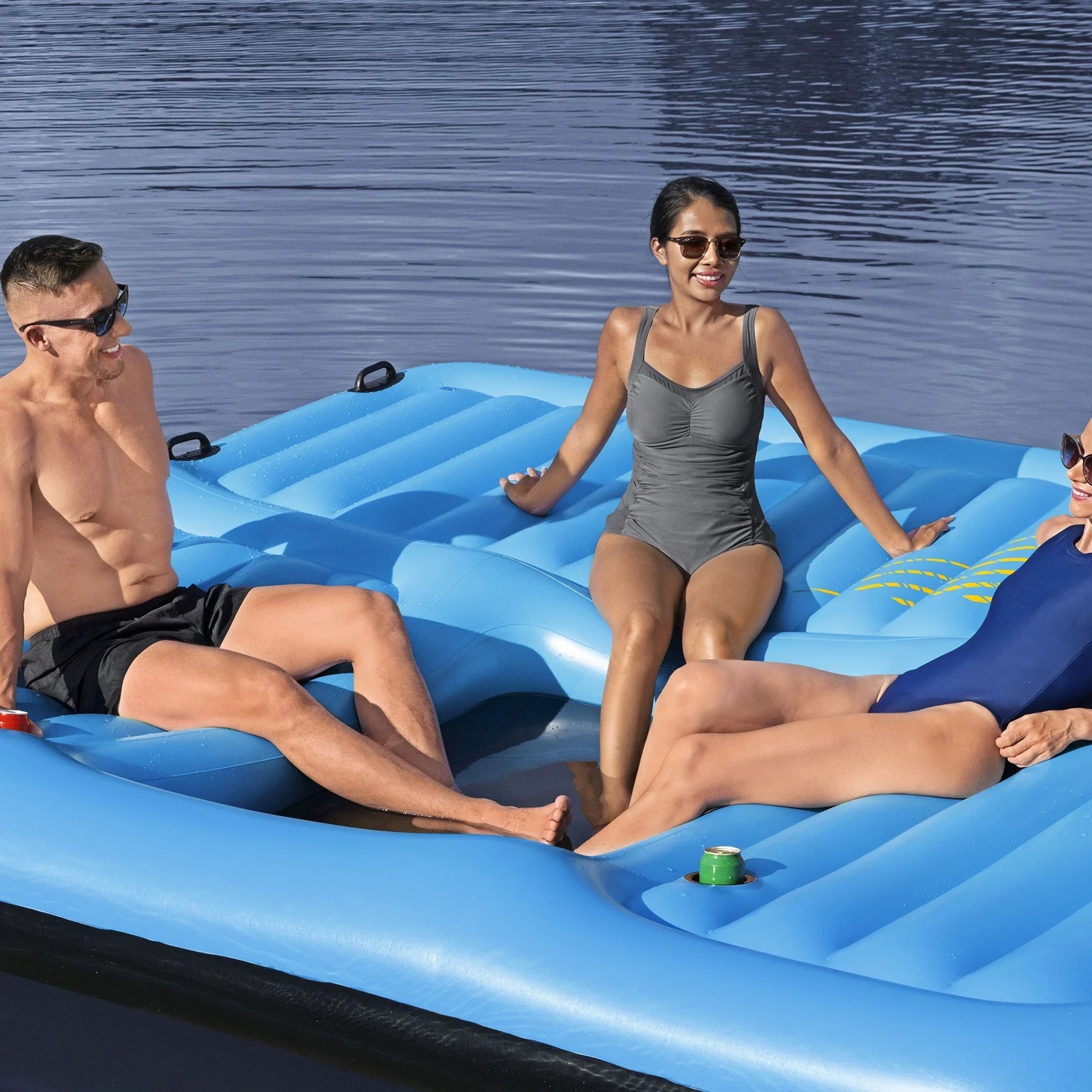 Bestway Hydro Force Summer Slide 5 Person Inflatable Activity Island, Blue