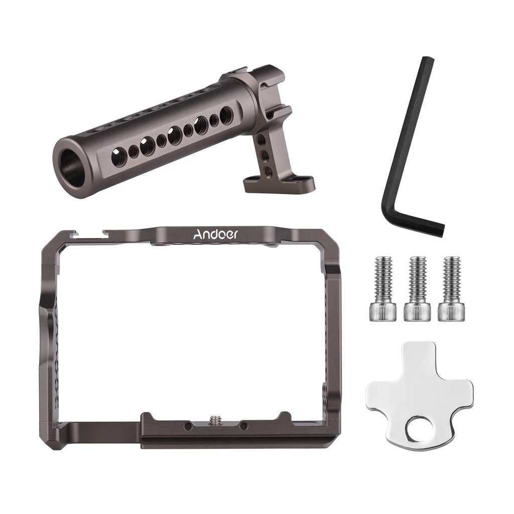 Andoer Aluminum Alloy Camera Cage Kit with Video Rig Handle Grip Replacement for A7R III/ A7 II/ A7III