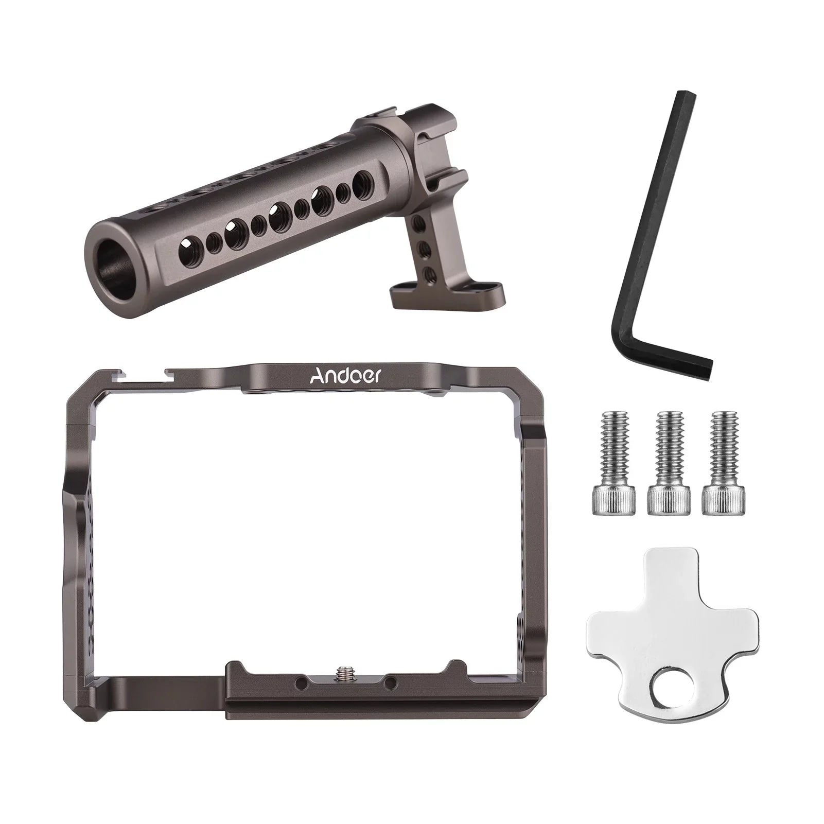 Andoer Aluminum Alloy Camera Cage Kit with Video Rig Handle Grip Replacement for A7R III/ A7 II/ A7III