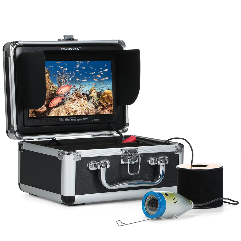 moobody Underwater Fishing Camera Fish Finder with 12LEDs 7Inch/9Inch LCD Display 15M/30M/50M Cable IP68 Waterproof for Sea Lake Boat Ice Fishing