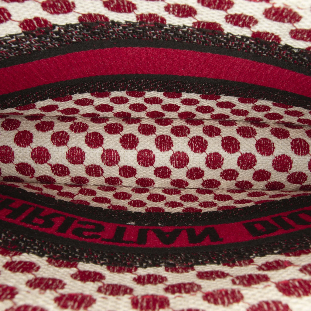 Pre-Owned Authenticated Dior Mini Dioramour Book Tote Canvas Fabric Red Tote Bag Unisex (Good)