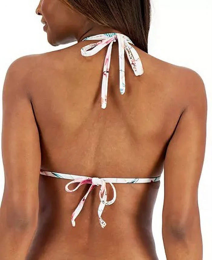 La Blanca WHITE CARIBBEAN CURRENT Flyaway Printed Halter Bikini Swim Top, US 4