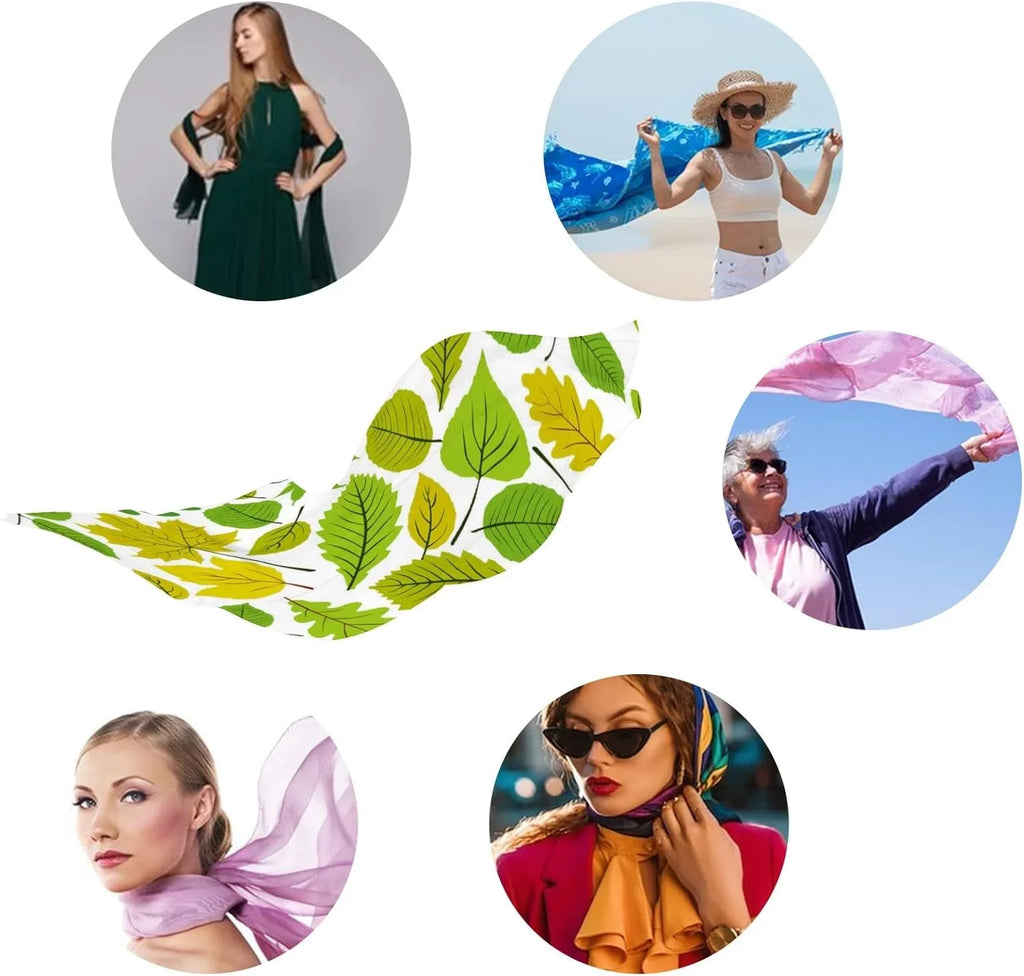 Hyjoy Beautiful Natural Leaves Long Silk Neck Scarf Load Shawl Wrap Scarves for Women Girls