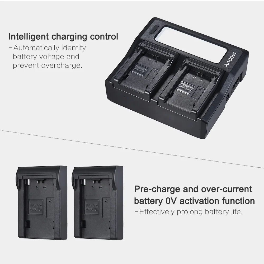 Andoer LCD Dual Channel Camera Battery NP-FZ100 Replacement for A7III A9 A7RIII A7SIII Models