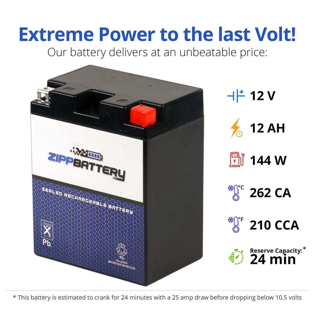 Zipp Battery Ytx14Ahl-Bs High Performance Power Sports Battery