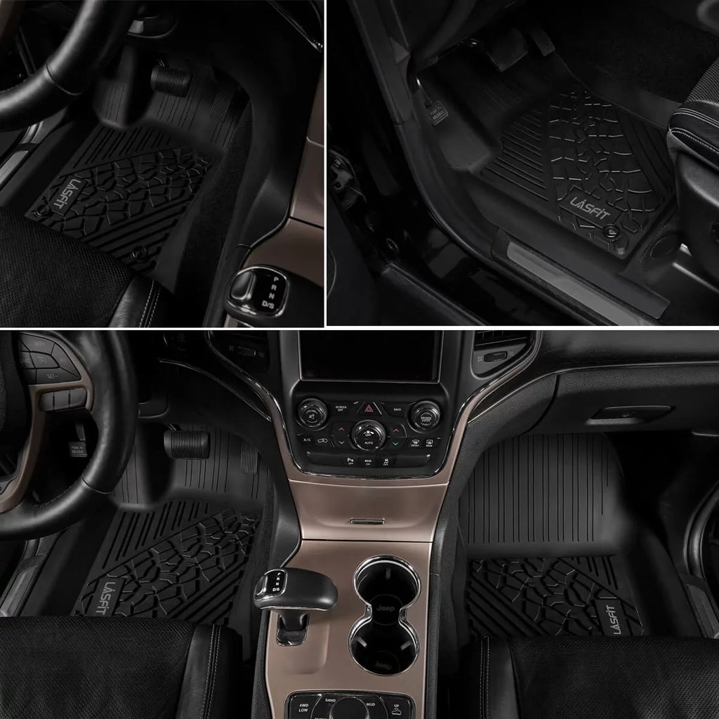 Lasfit Car Floor Liners for 2016-2021 Jeep Grand Cherokee (NOT Jeep Cherokee ) & Jeep Grand Cherokee WK 2022, All Weather TPE Vehicle Floor Mats Set, 1st and 2nd Row, Fit Bench Seating only, Jet
