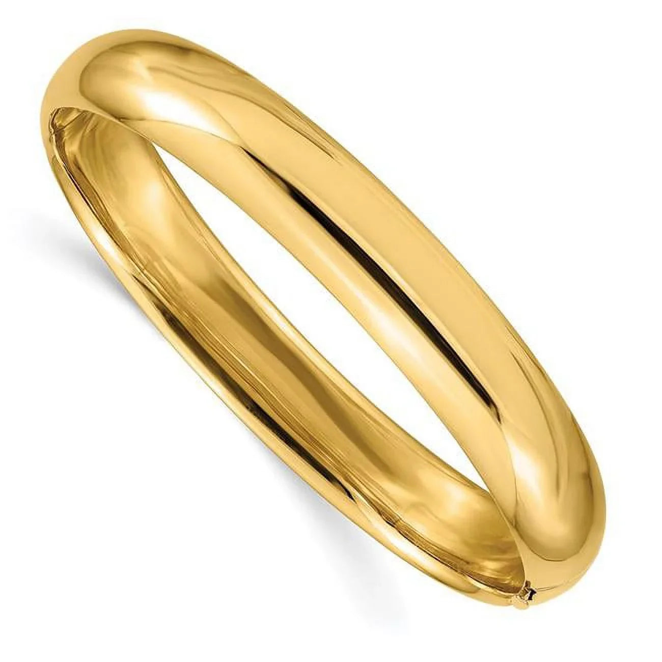 7-16O 8 in. x 10 mm 14K 7-16 Oversize High Polished Hinged Bangle Bracelet, Yellow