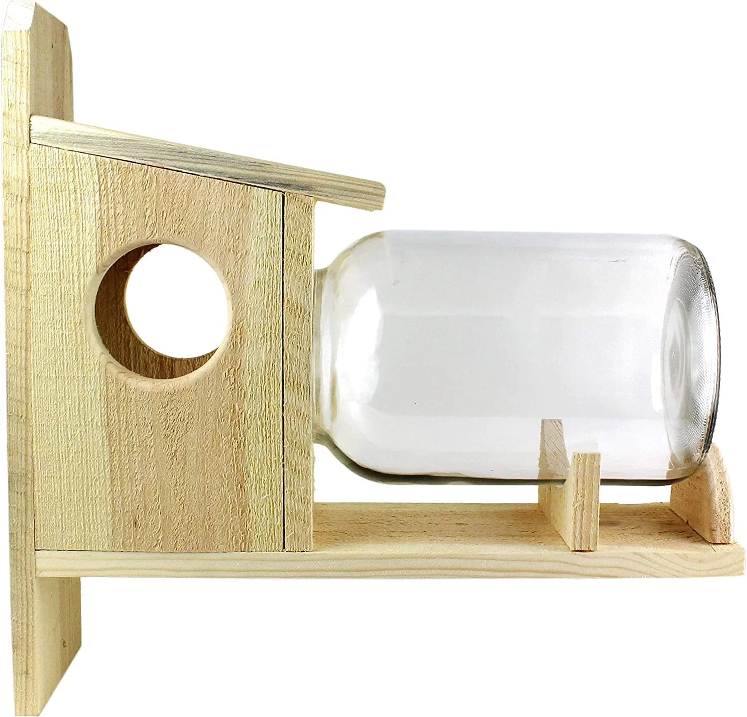 Uncle Dunkels Backyard Squirrel Feeder (w/ Gallon Glass Jar); Rustic Handmade Squirrel Food Box