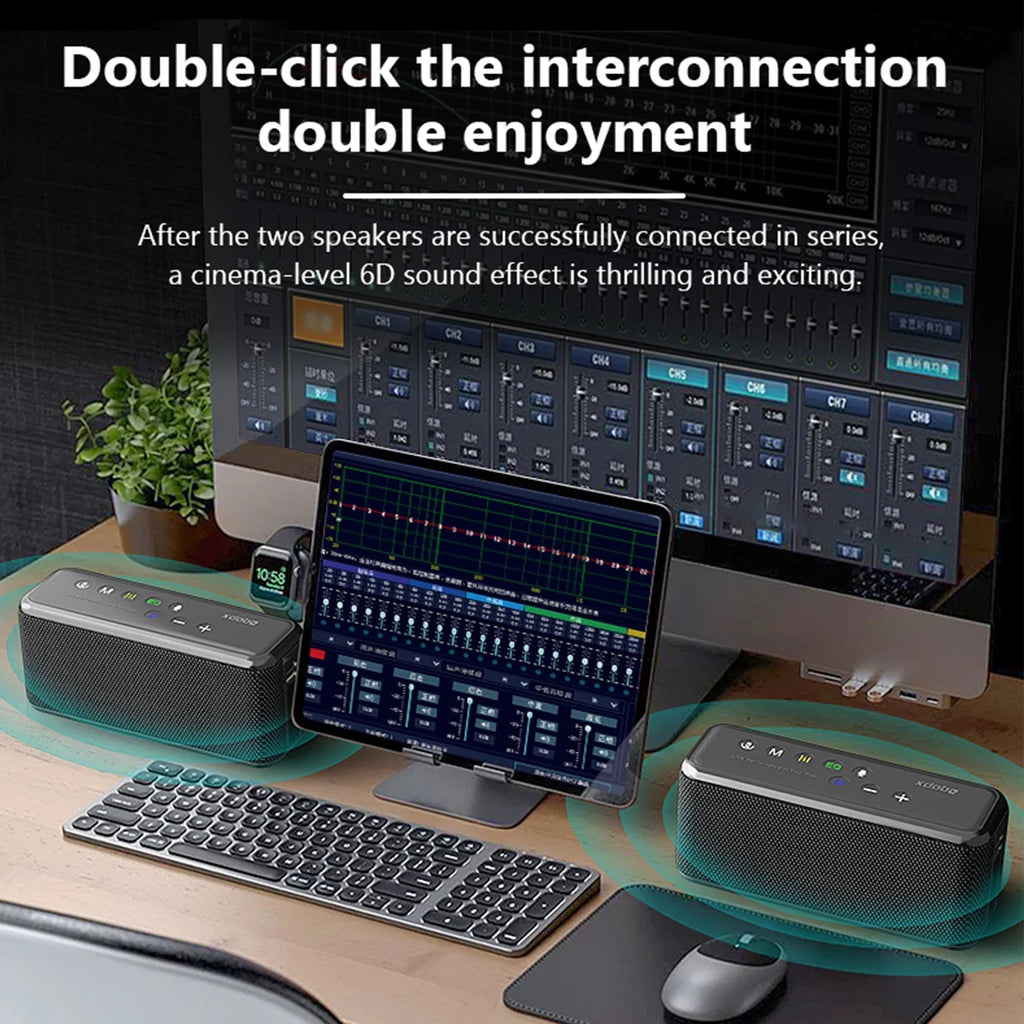 Anself XDOBO X8 MAX Portable Wireless Speaker with BT5.0 Technology and IPX5 Waterproof Features, HiFi Sound, AUX USB Flash Drive TF Card Support, Long Playtime - Subwoofer Portable Speaker