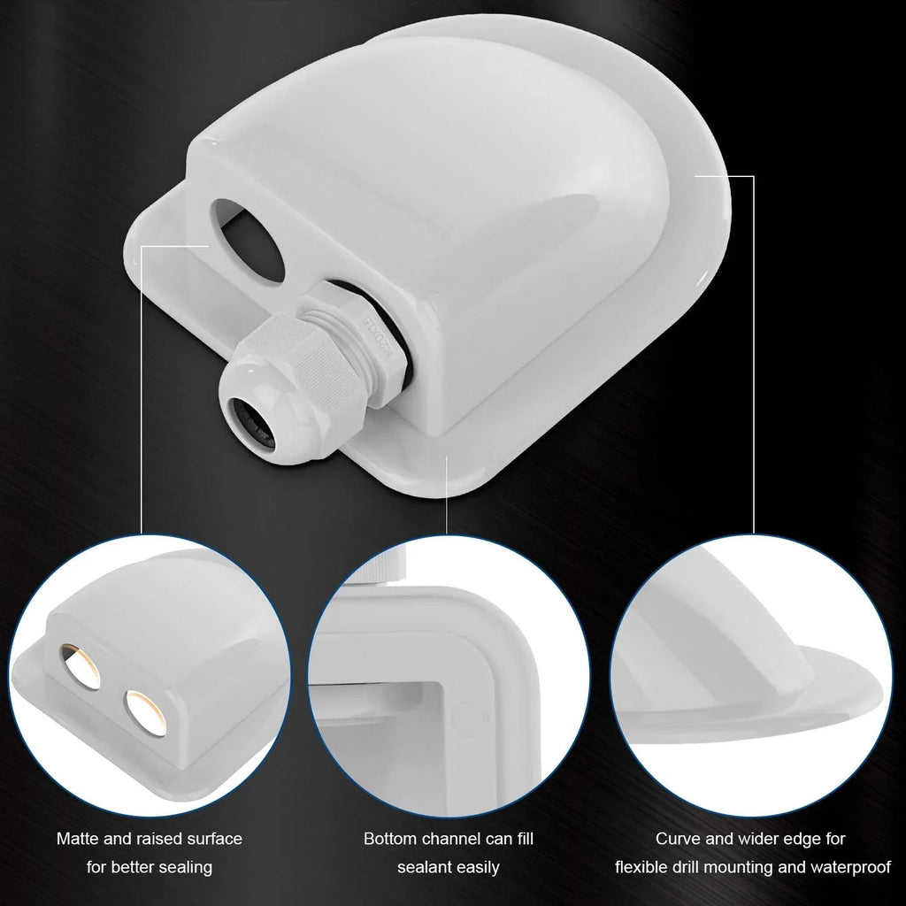 Restmo IP68 Waterproof Solar Cable Entry Gland, Weather Resistant Dual Cable Entry Housing for Solar Panels of RV, Caravan, Marine, Boat, Cabin, White