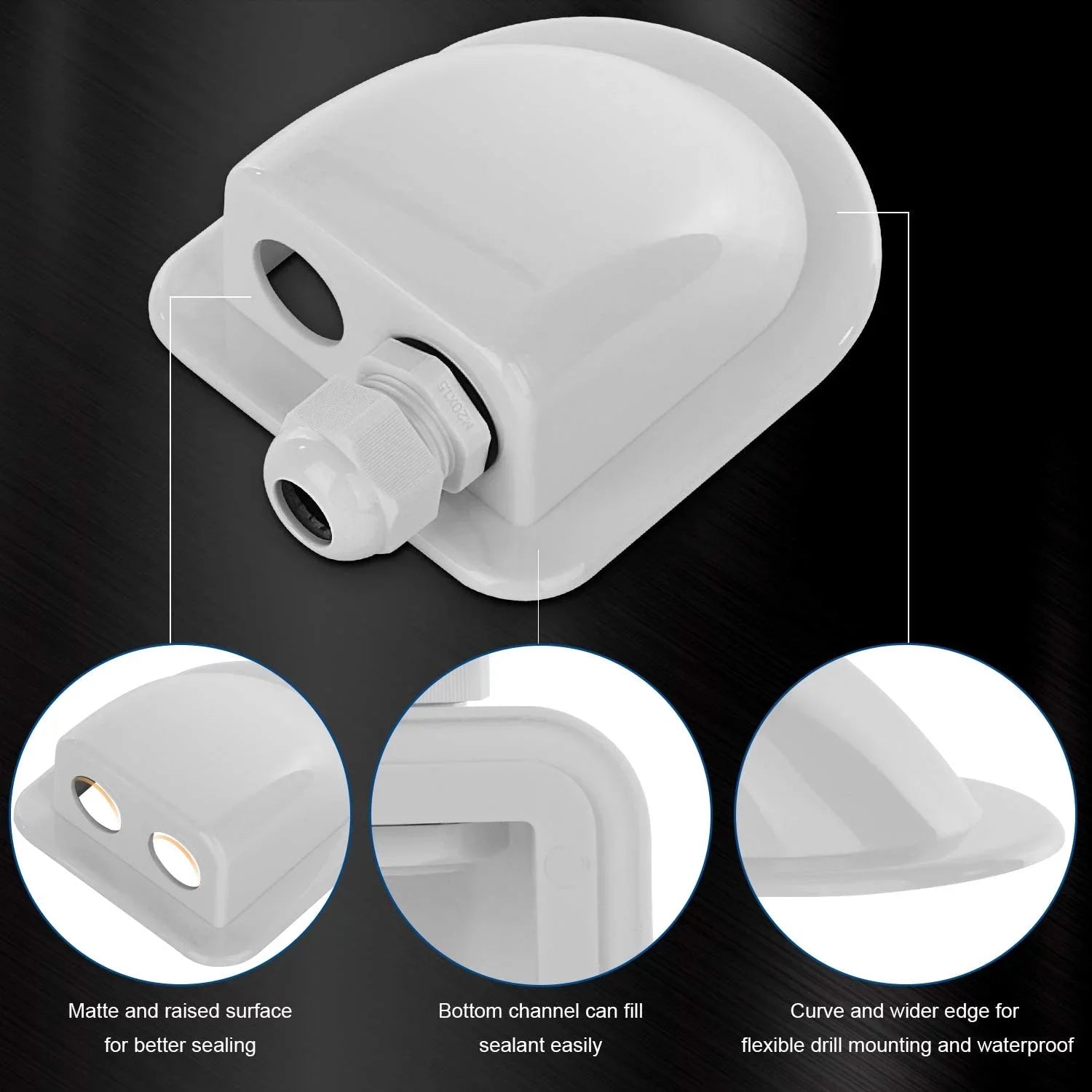 Restmo IP68 Waterproof Solar Cable Entry Gland, Weather Resistant Dual Cable Entry Housing for Solar Panels of RV, Caravan, Marine, Boat, Cabin, White