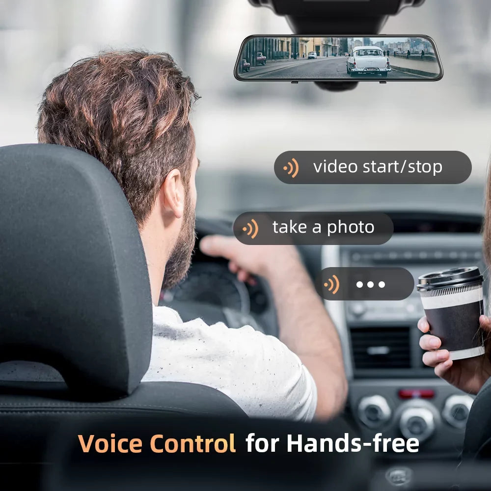 4K 12" Mirror Dash Cam - Vantop H612T Front & Rear View Dual Dash Camera, IPS Touch Screen, Voice Control Cars Mirror Camera w/Night Vision Parking Monitor, Jet