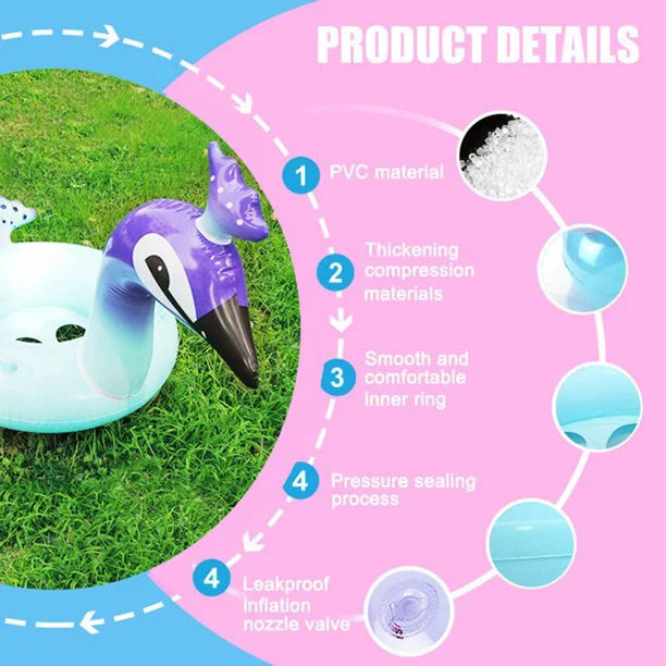 Melia Swim Party Toys Inflatable Glitter Pool Float Peacock Designed with Fast Valves Lounge Raft Decorative Water Game Summer Beach Party for Kids | 48 Inch